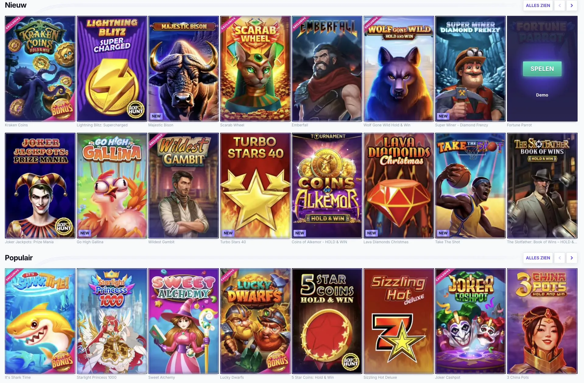SGCasino - Breed assortiment aan spellen. SGCasino - nieuwe en populaire spellen.