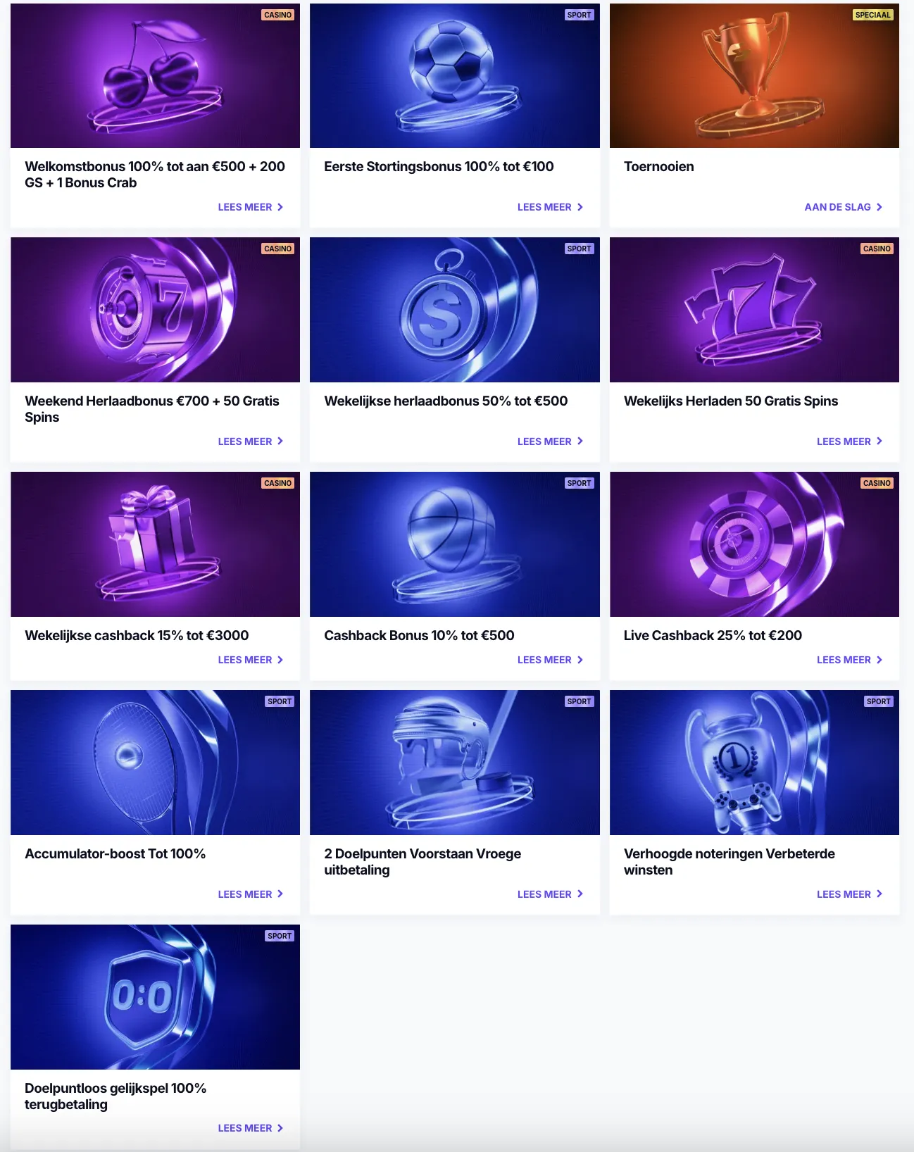 Promoties en bonussen bij SGCasino SGCasino promoties en bonussen